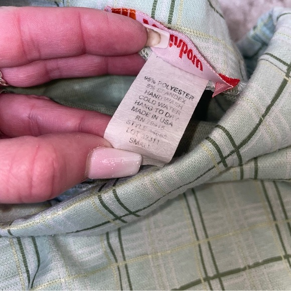 Rainbow brand plaid checkered sea foam green and cream circle skater mini skirt - Picture 3 of 8